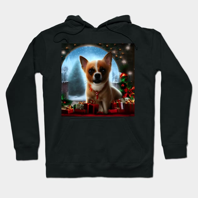 Little dog among Christmas presents Hoodie by brandway